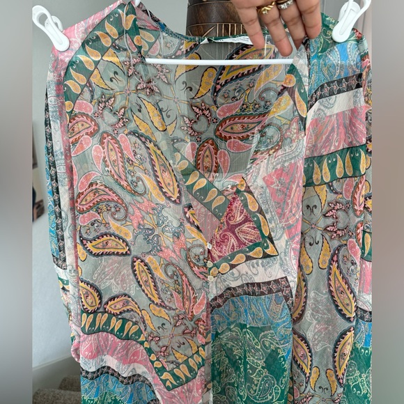 Zara Sheer Cardigan Long Line Boho Kimono Paisley Medium size - Picture 8 of 10